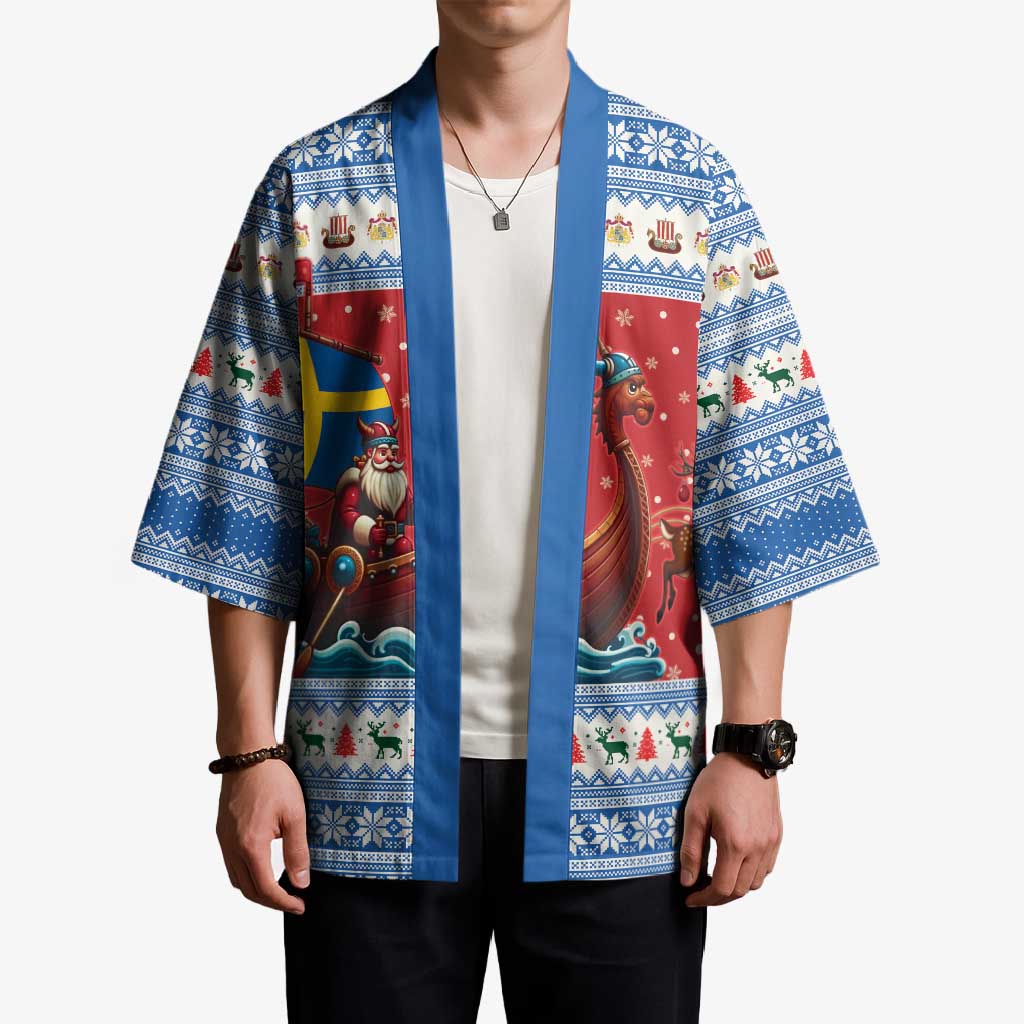 Sweden Viking Santa Christmas Kimono Funny Reindeer Norse Xmas - Wonder Print Shop