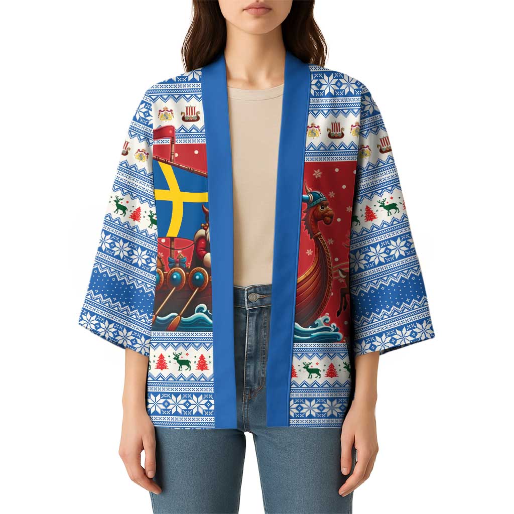 Sweden Viking Santa Christmas Kimono Funny Reindeer Norse Xmas - Wonder Print Shop