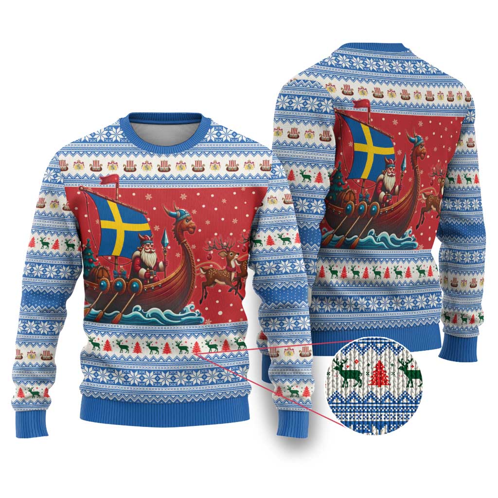Sweden Viking Santa Christmas Ugly Christmas Sweater Funny Reindeer Norse Xmas - Wonder Print Shop