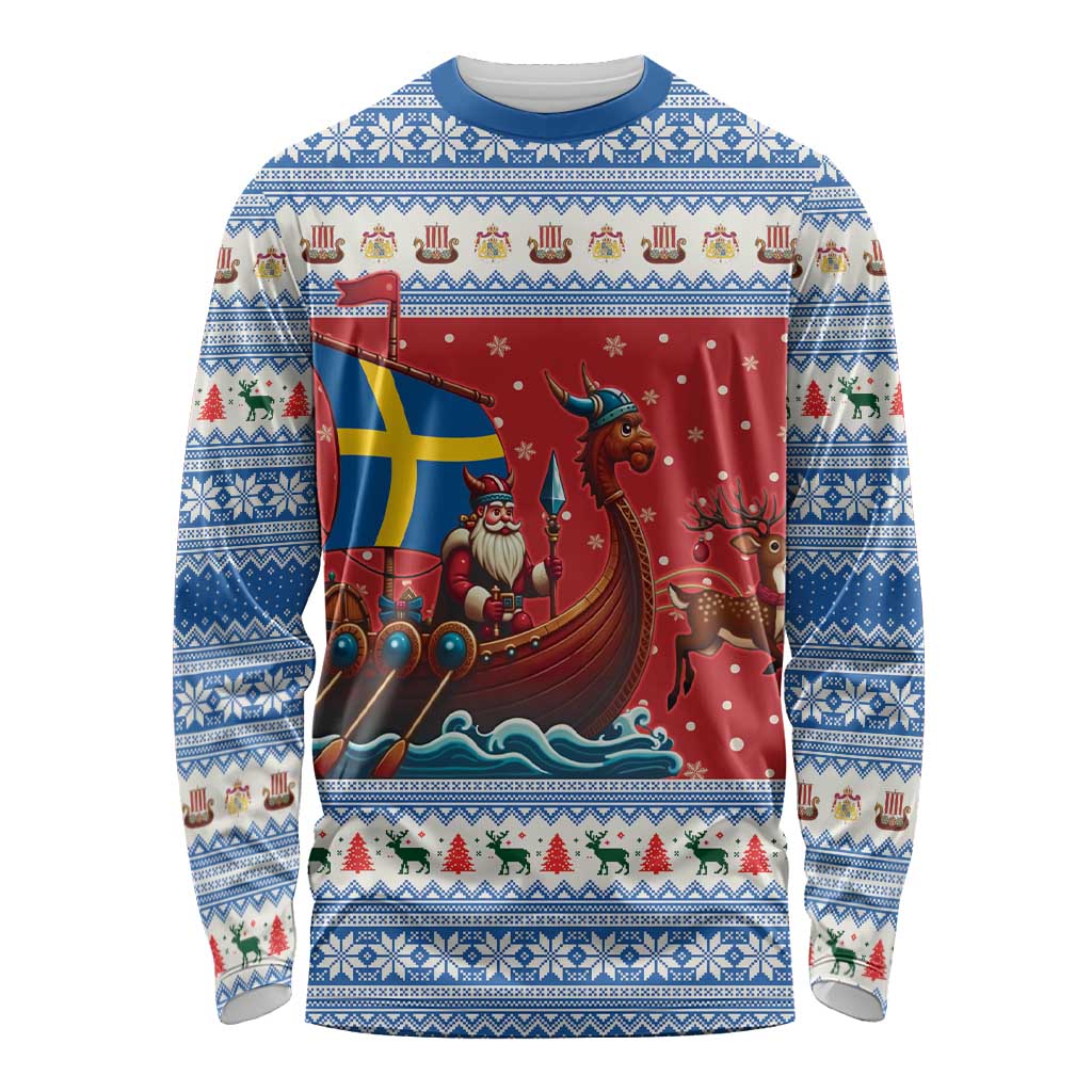 Sweden Viking Santa Christmas Long Sleeve Shirt Funny Reindeer Norse Xmas - Wonder Print Shop