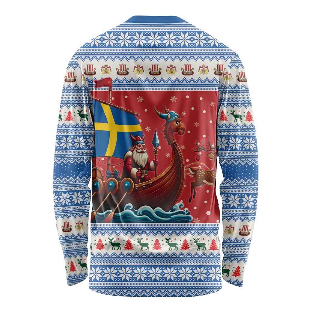 Sweden Viking Santa Christmas Long Sleeve Shirt Funny Reindeer Norse Xmas - Wonder Print Shop