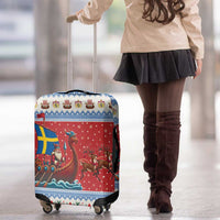 Sweden Viking Santa Christmas Luggage Cover Funny Reindeer Norse Xmas - Wonder Print Shop