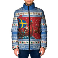 Sweden Viking Santa Christmas Padded Jacket Funny Reindeer Norse Xmas - Wonder Print Shop