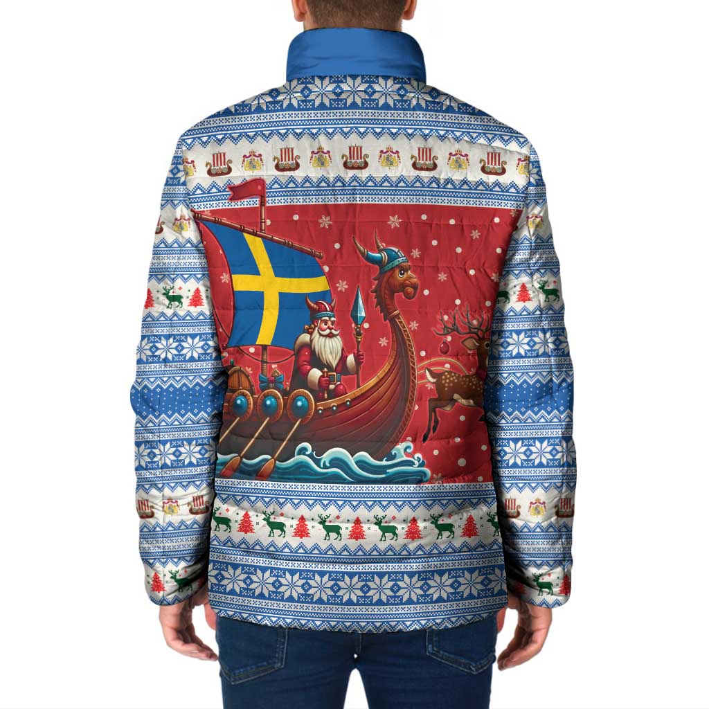 Sweden Viking Santa Christmas Padded Jacket Funny Reindeer Norse Xmas - Wonder Print Shop