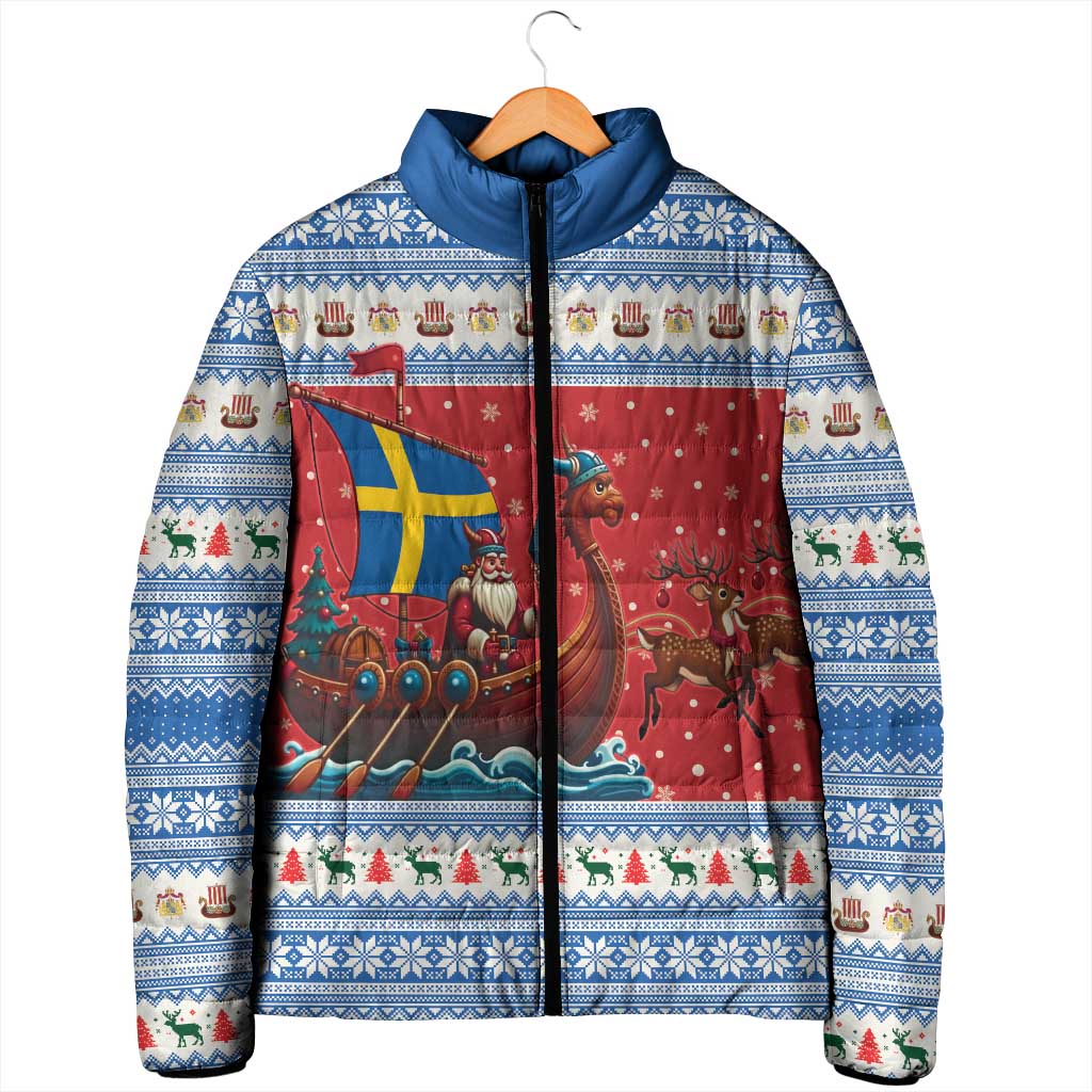 Sweden Viking Santa Christmas Padded Jacket Funny Reindeer Norse Xmas - Wonder Print Shop
