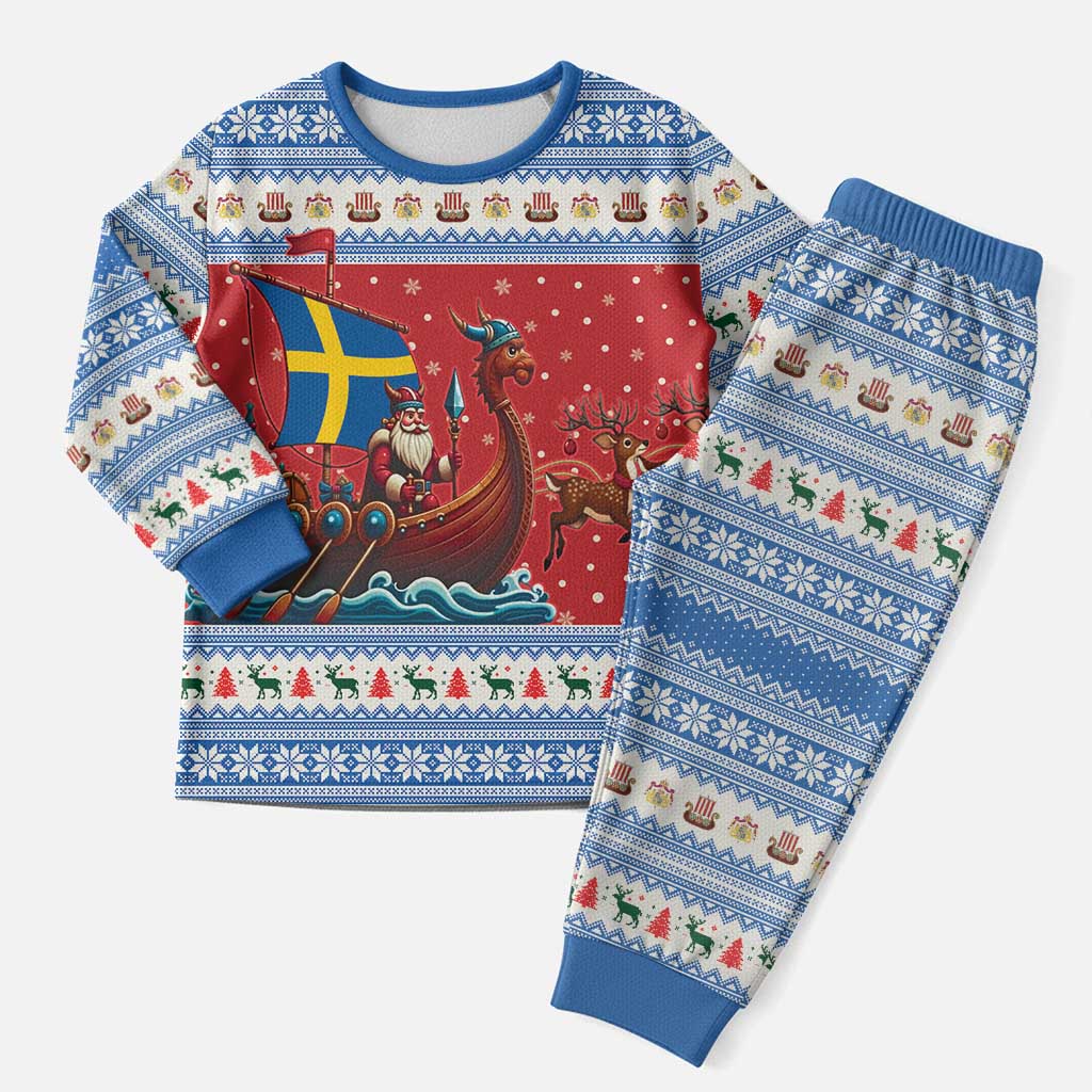 Sweden Viking Santa Christmas Pajama Set Funny Reindeer Norse Xmas - Wonder Print Shop