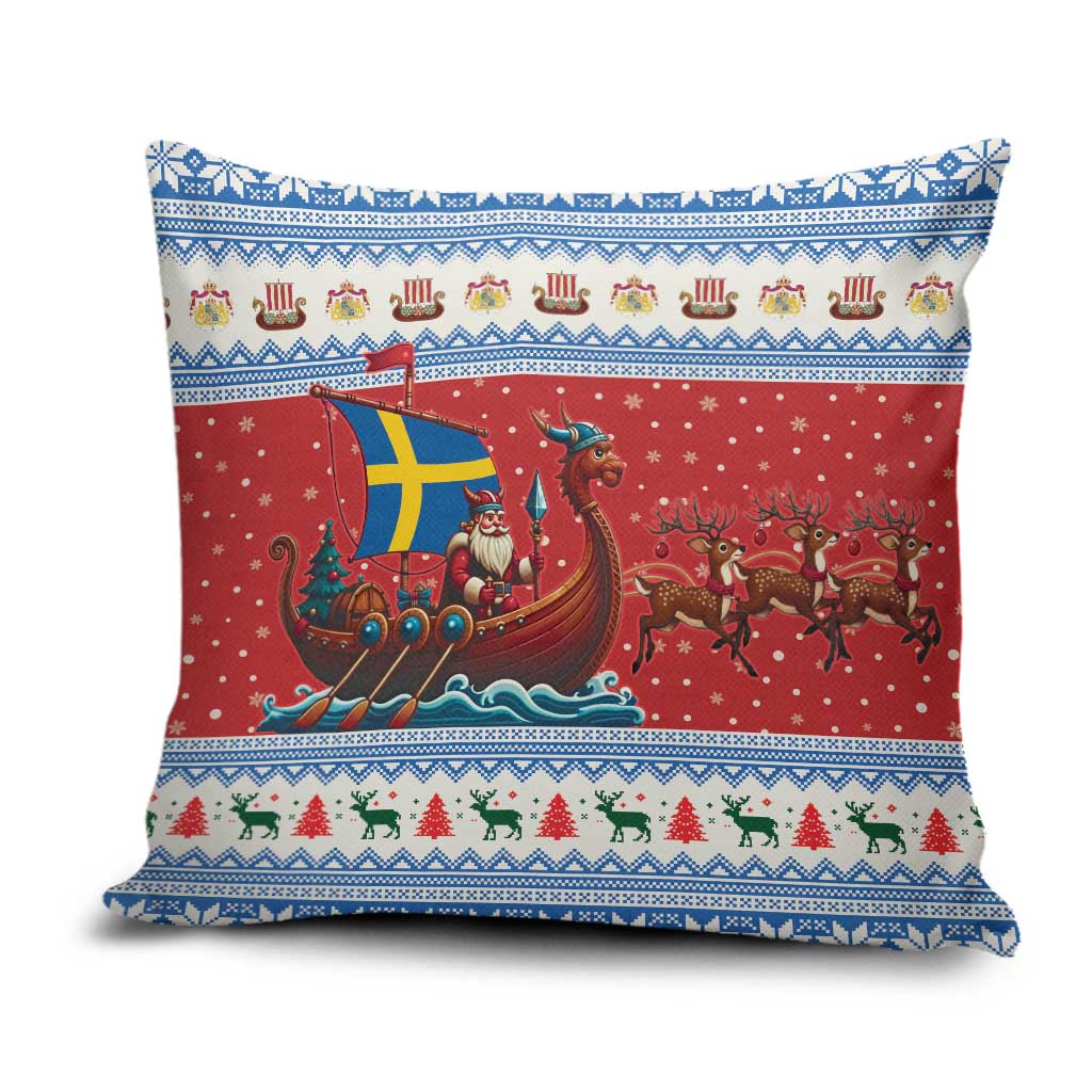 Sweden Viking Santa Christmas Pillow Cover Funny Reindeer Norse Xmas - Wonder Print Shop