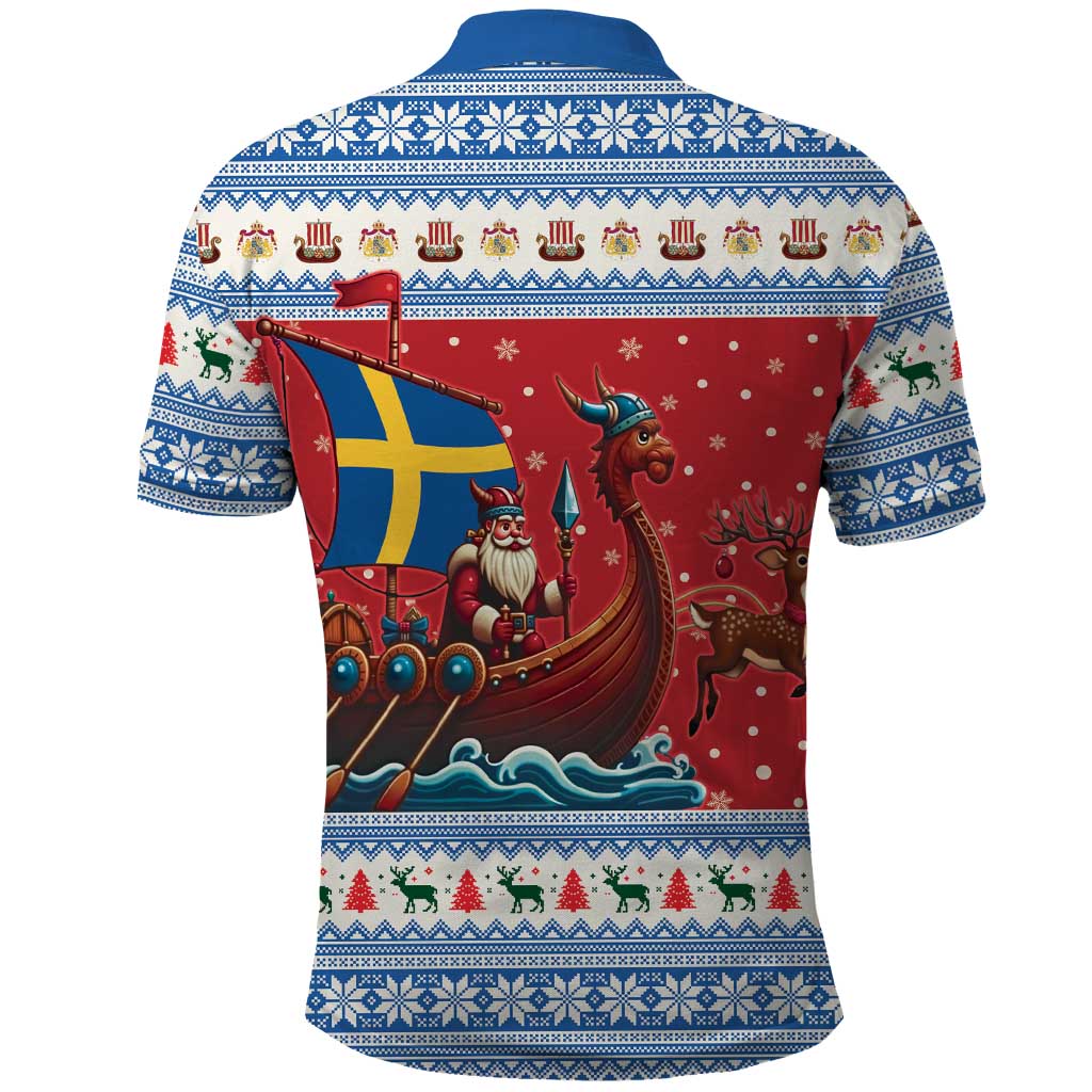 Sweden Viking Santa Christmas Polo Shirt Funny Reindeer Norse Xmas - Wonder Print Shop