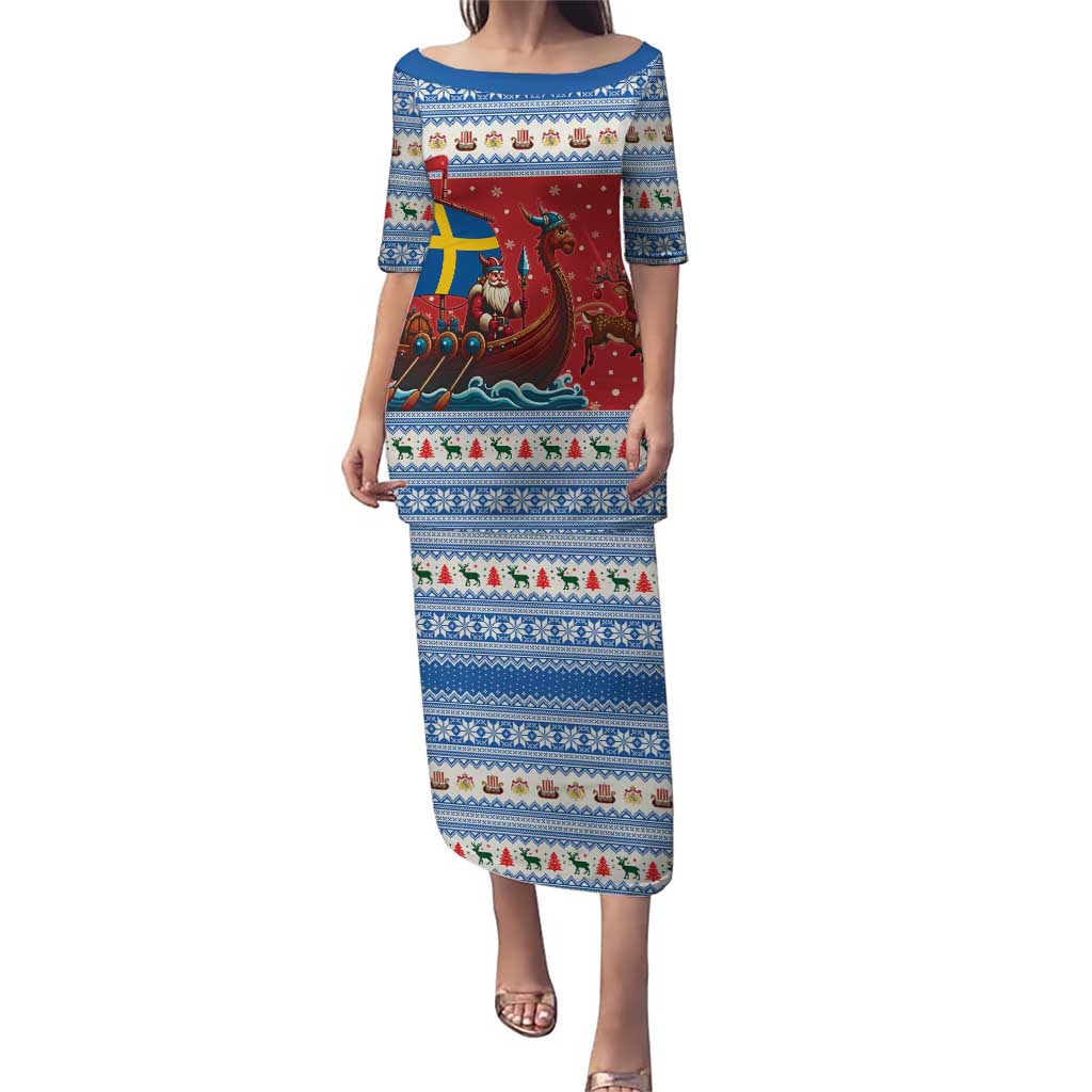 Sweden Viking Santa Christmas Puletasi Funny Reindeer Norse Xmas - Wonder Print Shop