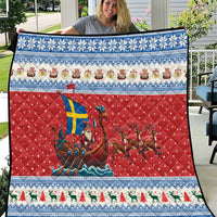 Sweden Viking Santa Christmas Quilt Funny Reindeer Norse Xmas - Wonder Print Shop