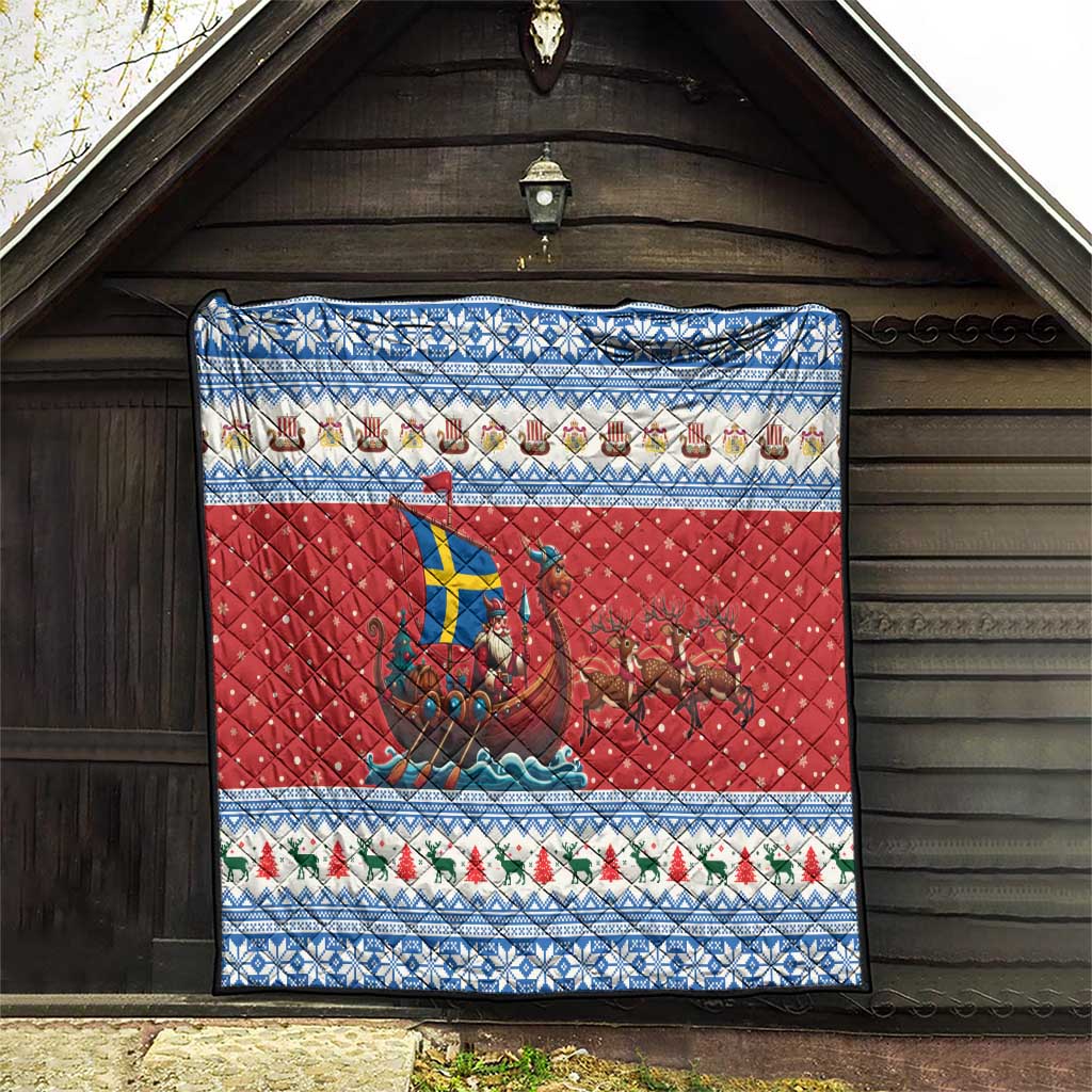 Sweden Viking Santa Christmas Quilt Funny Reindeer Norse Xmas - Wonder Print Shop