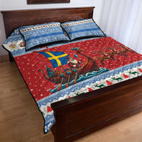 Sweden Viking Santa Christmas Quilt Bed Set Funny Reindeer Norse Xmas - Wonder Print Shop