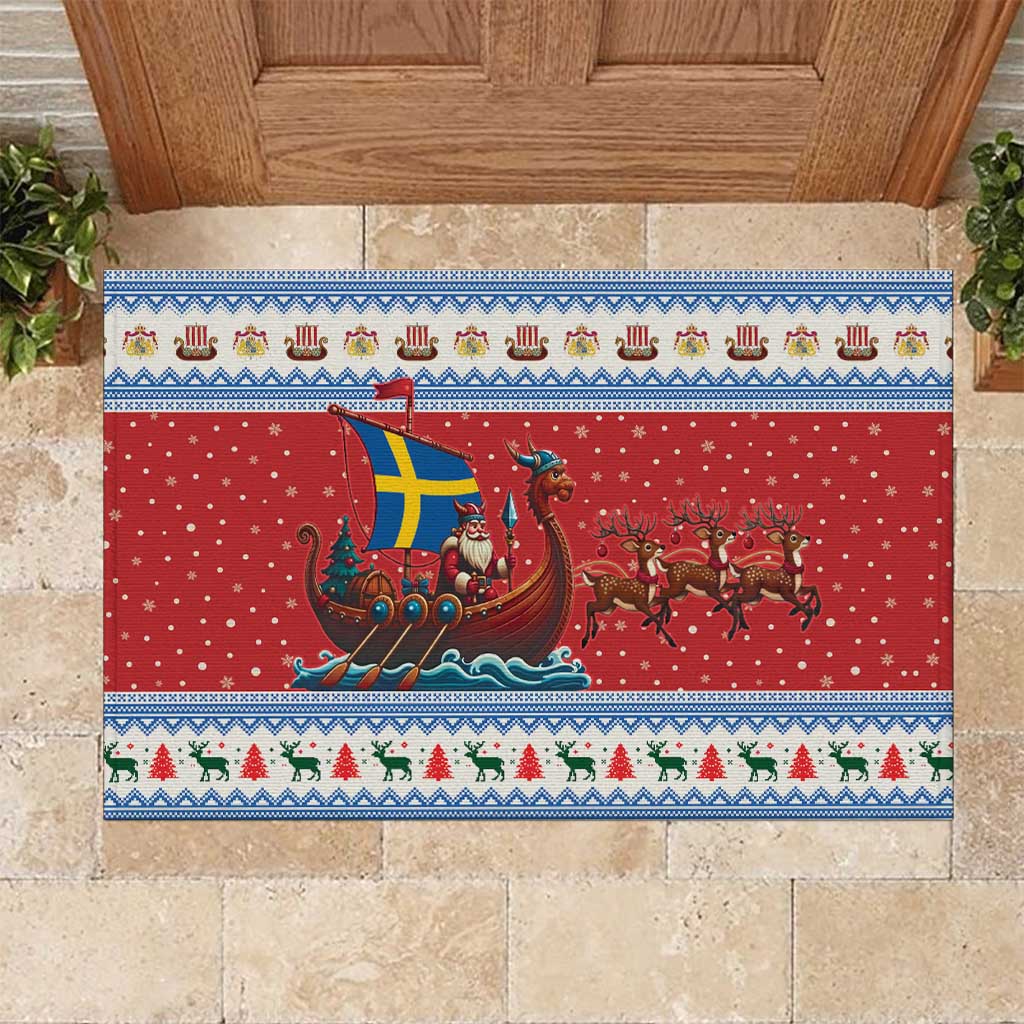 Sweden Viking Santa Christmas Rubber Doormat Funny Reindeer Norse Xmas - Wonder Print Shop