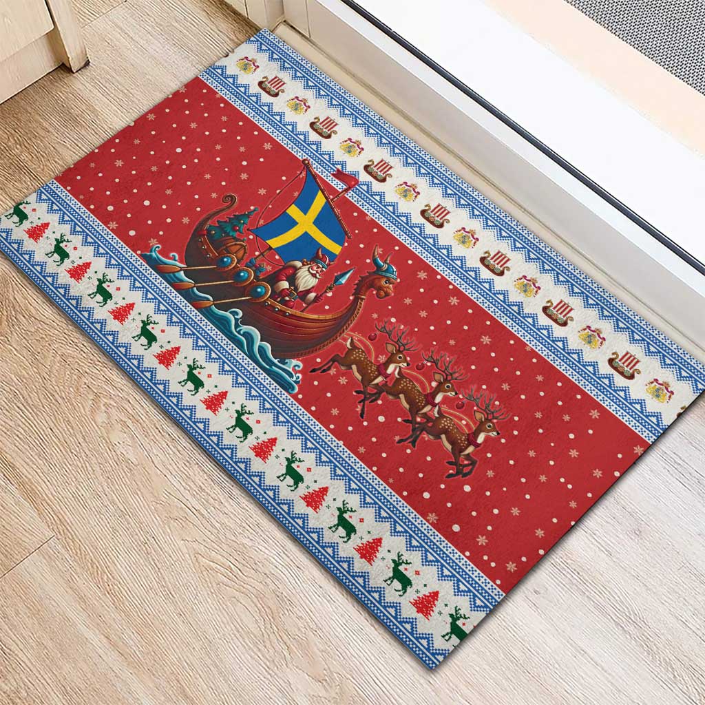 Sweden Viking Santa Christmas Rubber Doormat Funny Reindeer Norse Xmas - Wonder Print Shop