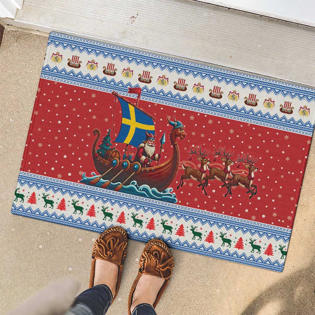 Sweden Viking Santa Christmas Rubber Doormat Funny Reindeer Norse Xmas - Wonder Print Shop