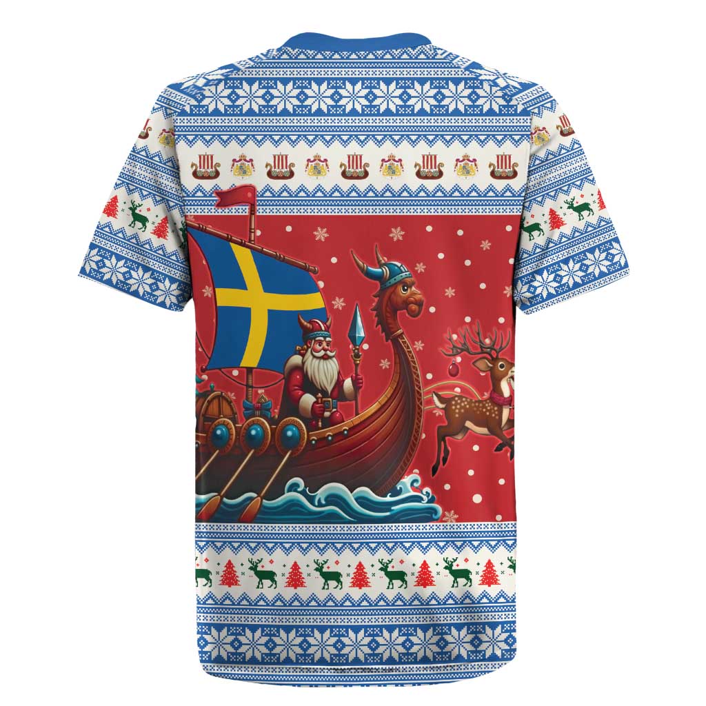 Sweden Viking Santa Christmas Rugby Jersey Funny Reindeer Norse Xmas - Wonder Print Shop