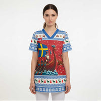 Sweden Viking Santa Christmas Scrub Top Funny Reindeer Norse Xmas - Wonder Print Shop