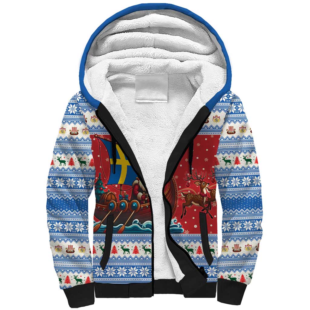 Sweden Viking Santa Christmas Sherpa Hoodie Funny Reindeer Norse Xmas - Wonder Print Shop