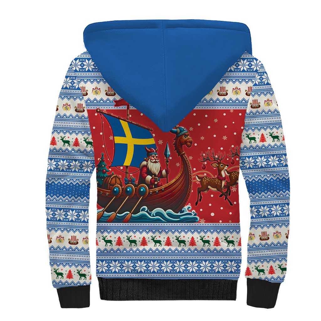 Sweden Viking Santa Christmas Sherpa Hoodie Funny Reindeer Norse Xmas - Wonder Print Shop