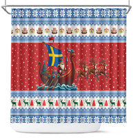 Sweden Viking Santa Christmas Shower Curtain Funny Reindeer Norse Xmas - Wonder Print Shop