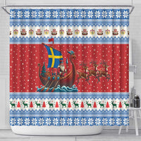 Sweden Viking Santa Christmas Shower Curtain Funny Reindeer Norse Xmas - Wonder Print Shop