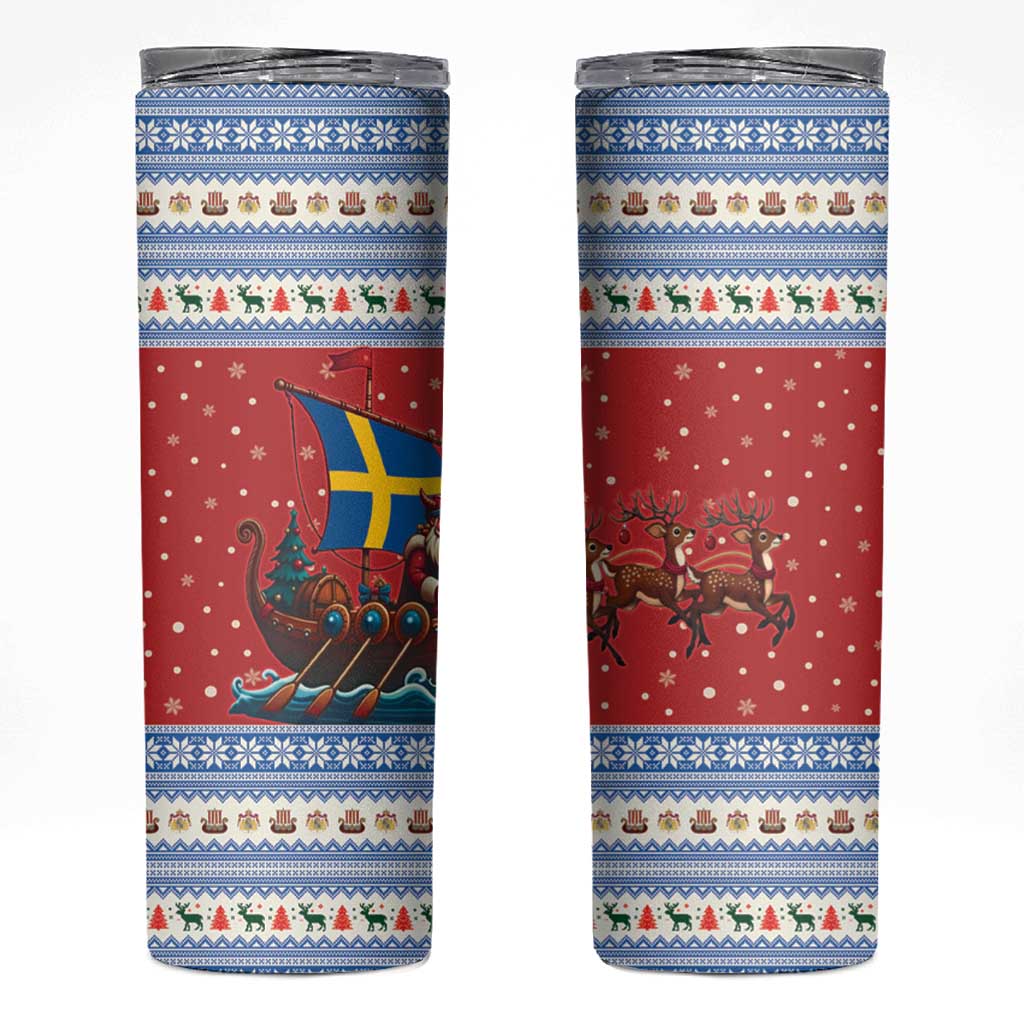 Sweden Viking Santa Christmas Skinny Tumbler Funny Reindeer Norse Xmas - Wonder Print Shop