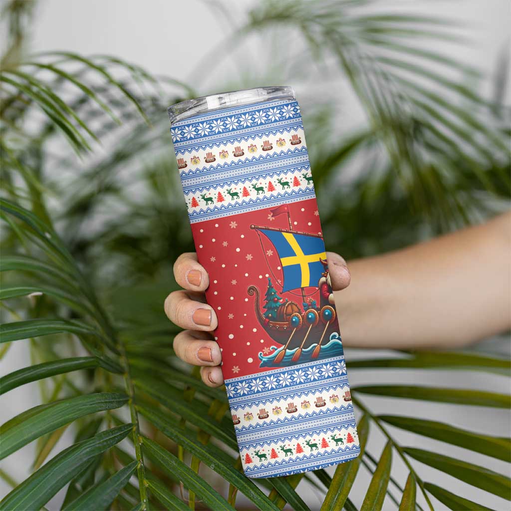 Sweden Viking Santa Christmas Skinny Tumbler Funny Reindeer Norse Xmas - Wonder Print Shop