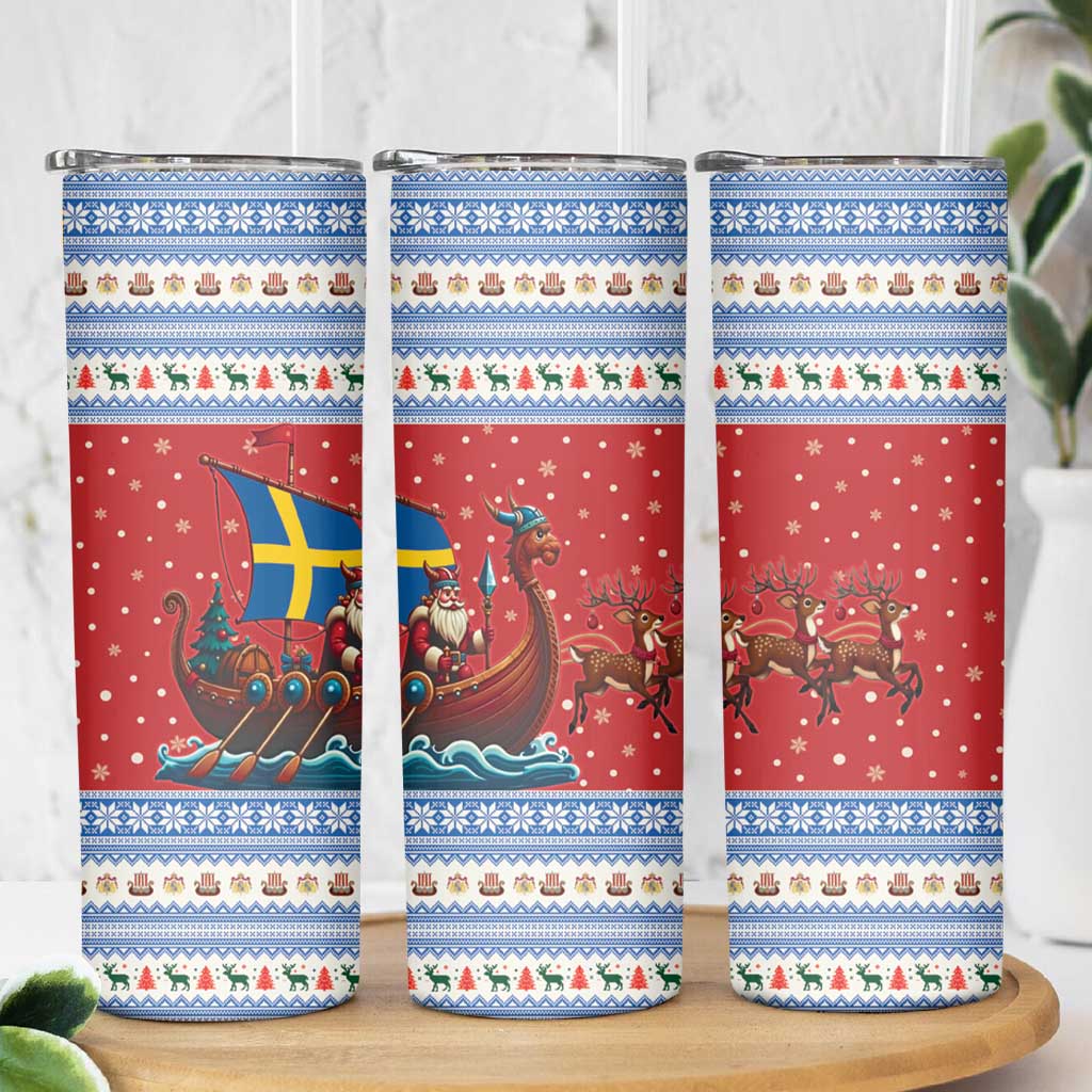 Sweden Viking Santa Christmas Skinny Tumbler Funny Reindeer Norse Xmas - Wonder Print Shop