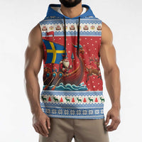 Sweden Viking Santa Christmas Sleeveless Hoodie Funny Reindeer Norse Xmas - Wonder Print Shop
