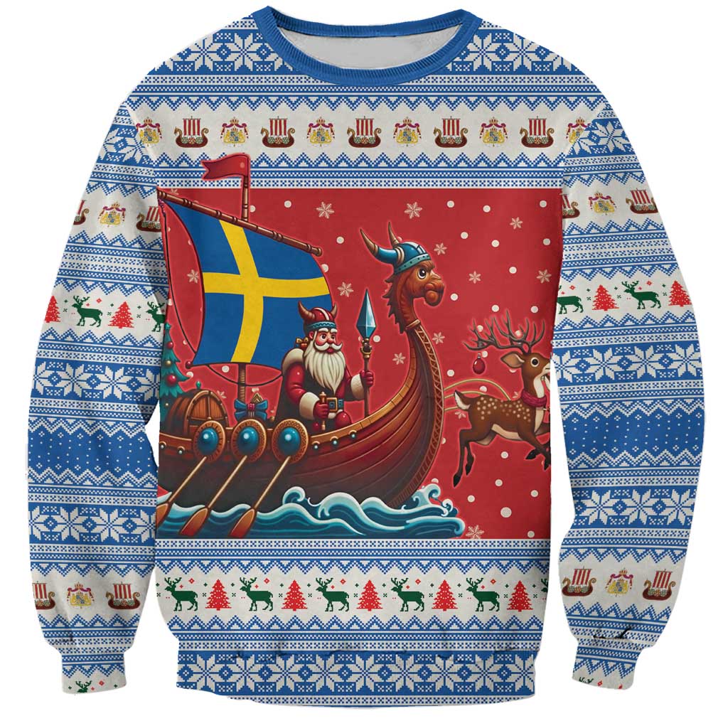 Sweden Viking Santa Christmas Sweatshirt Funny Reindeer Norse Xmas - Wonder Print Shop
