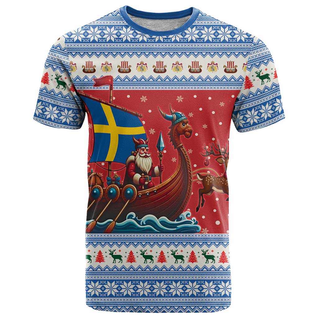 Sweden Viking Santa Christmas T Shirt Funny Reindeer Norse Xmas - Wonder Print Shop