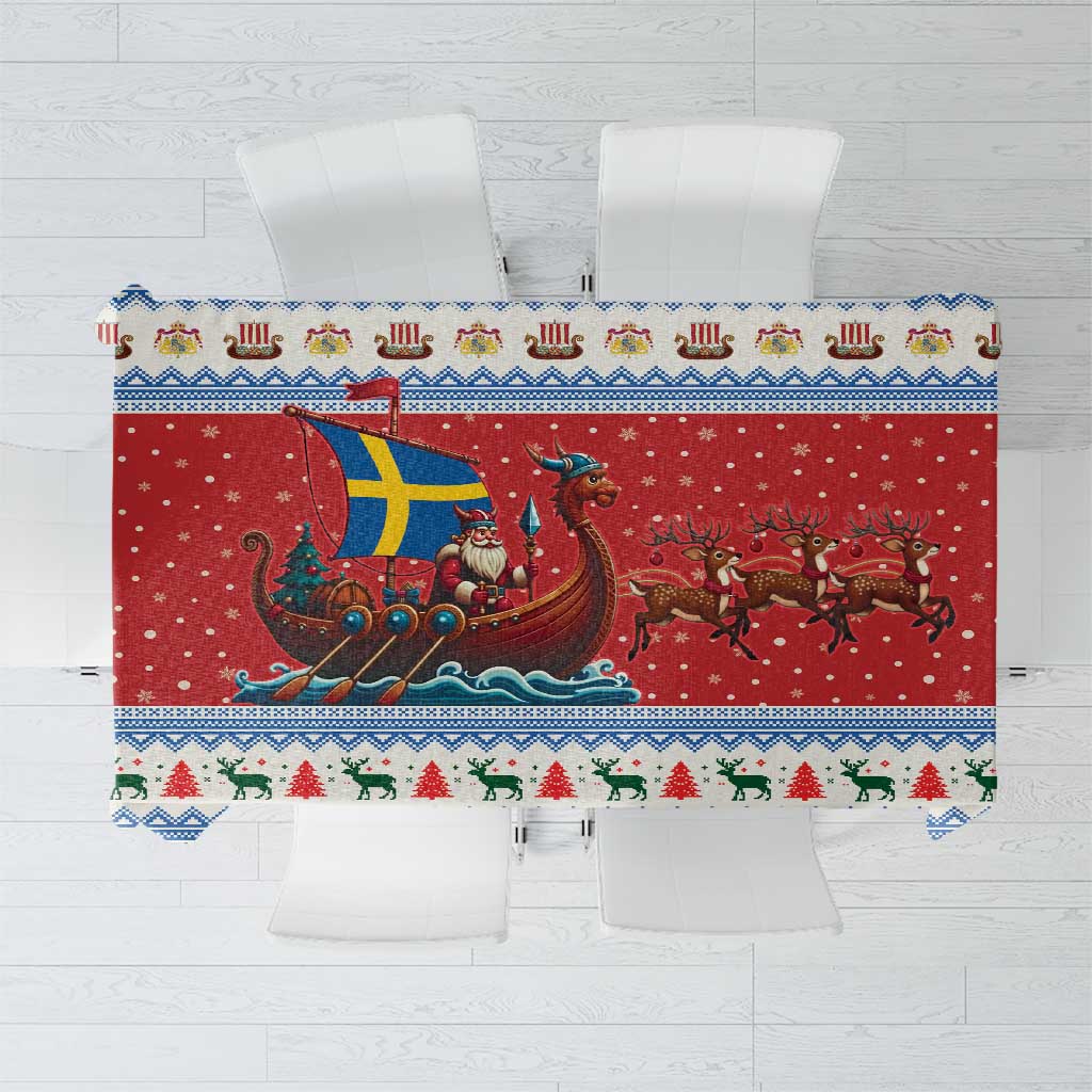 Sweden Viking Santa Christmas Tablecloth Funny Reindeer Norse Xmas - Wonder Print Shop
