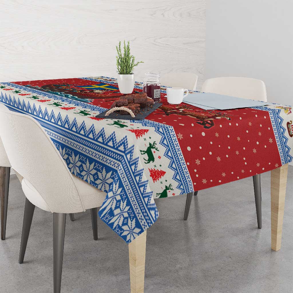 Sweden Viking Santa Christmas Tablecloth Funny Reindeer Norse Xmas - Wonder Print Shop