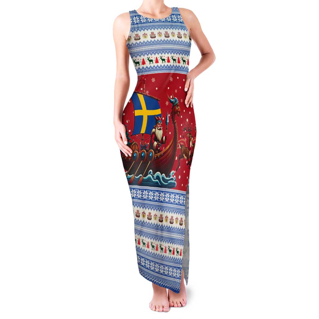 Sweden Viking Santa Christmas Tank Maxi Dress Funny Reindeer Norse Xmas - Wonder Print Shop