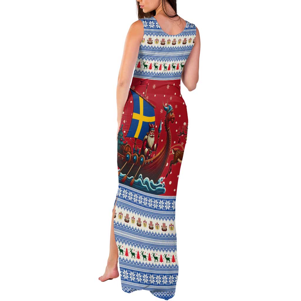 Sweden Viking Santa Christmas Tank Maxi Dress Funny Reindeer Norse Xmas - Wonder Print Shop