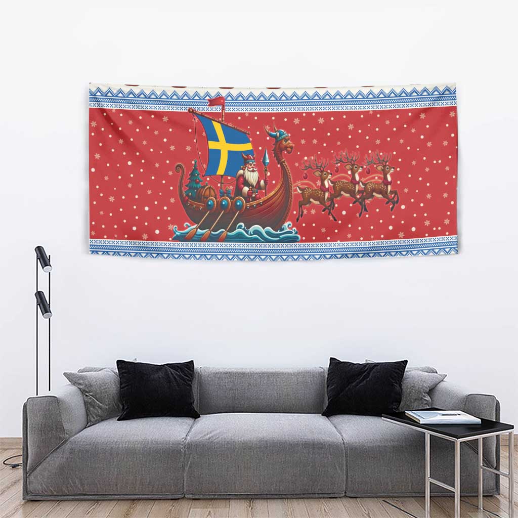 Sweden Viking Santa Christmas Tapestry Funny Reindeer Norse Xmas - Wonder Print Shop