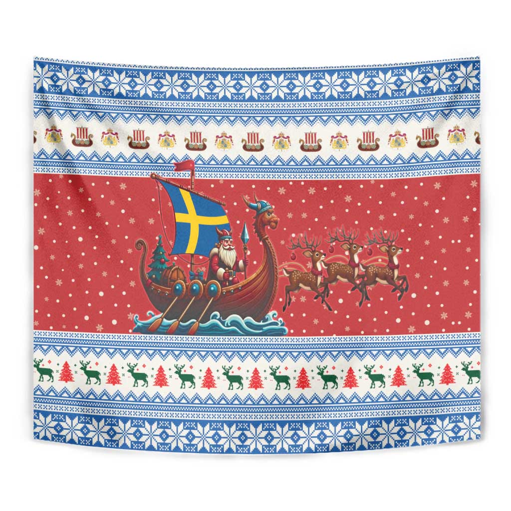 Sweden Viking Santa Christmas Tapestry Funny Reindeer Norse Xmas - Wonder Print Shop