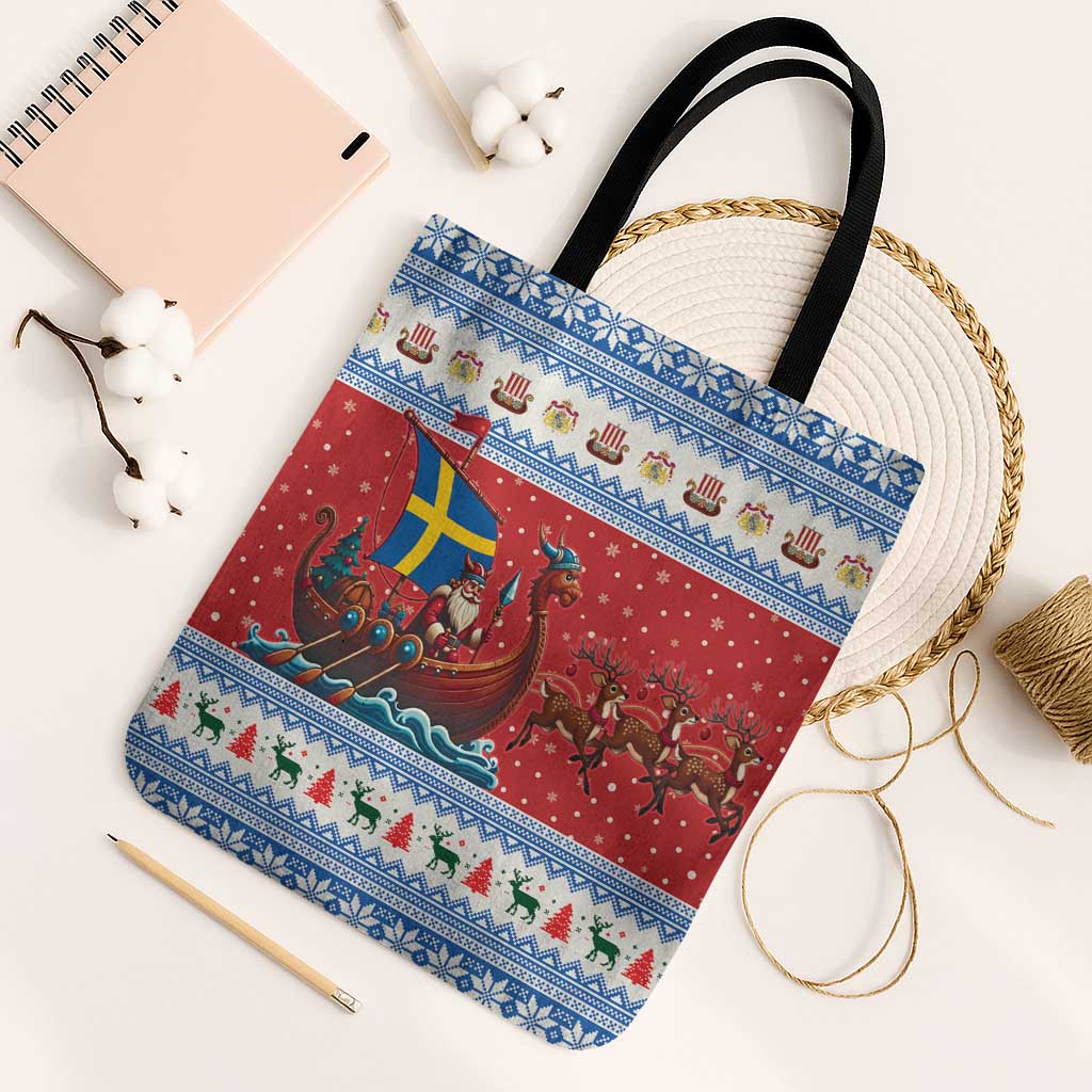 Sweden Viking Santa Christmas Tote Bag Funny Reindeer Norse Xmas - Wonder Print Shop