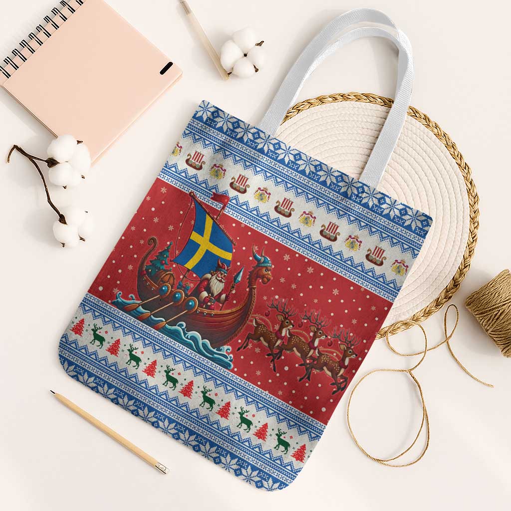 Sweden Viking Santa Christmas Tote Bag Funny Reindeer Norse Xmas - Wonder Print Shop