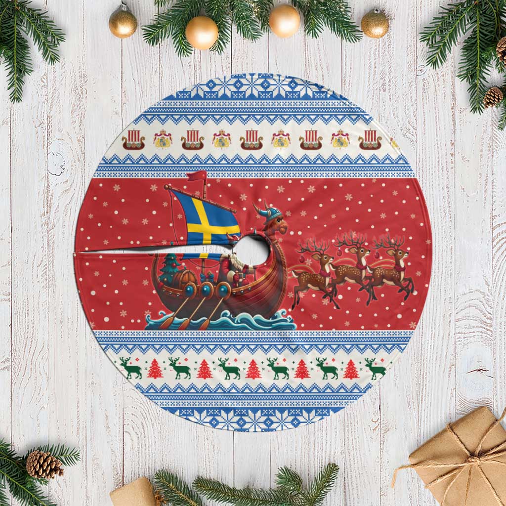 Sweden Viking Santa Christmas Tree Skirt Funny Reindeer Norse Xmas - Wonder Print Shop