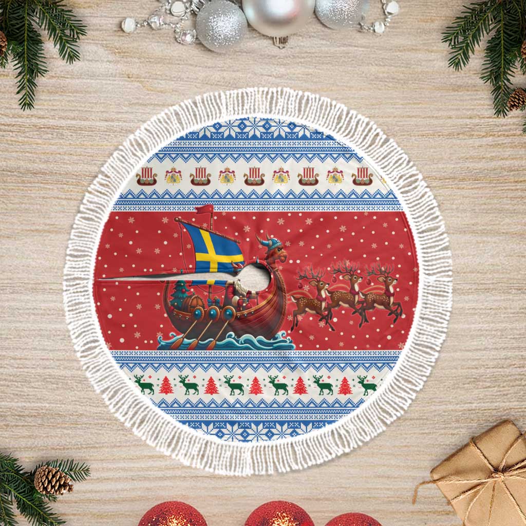 Sweden Viking Santa Christmas Tree Skirt Funny Reindeer Norse Xmas - Wonder Print Shop