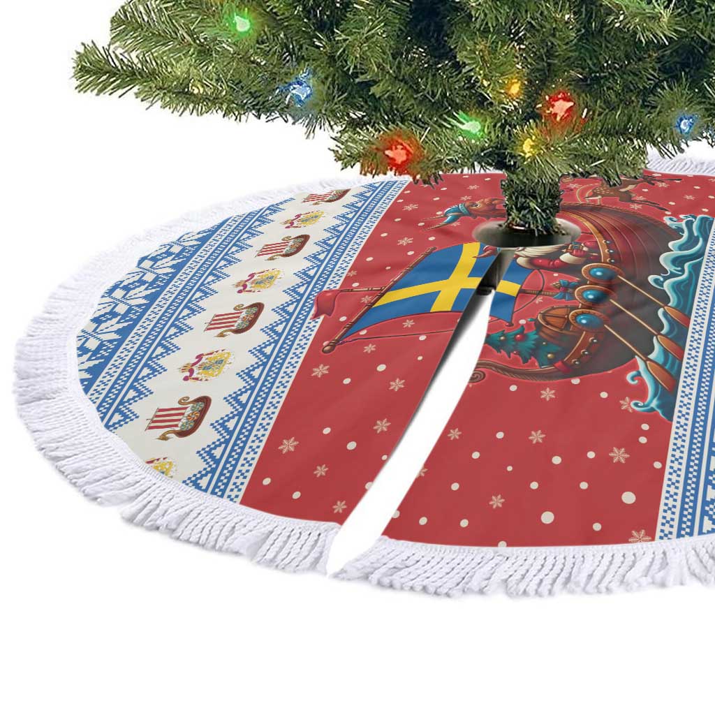 Sweden Viking Santa Christmas Tree Skirt Funny Reindeer Norse Xmas - Wonder Print Shop