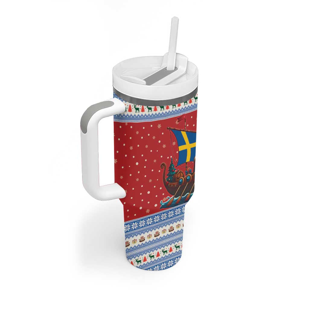 Sweden Viking Santa Christmas Tumbler With Handle Funny Reindeer Norse Xmas - Wonder Print Shop