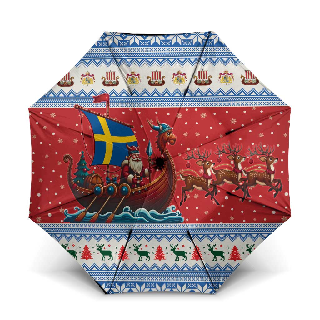 Sweden Viking Santa Christmas Umbrella Funny Reindeer Norse Xmas - Wonder Print Shop
