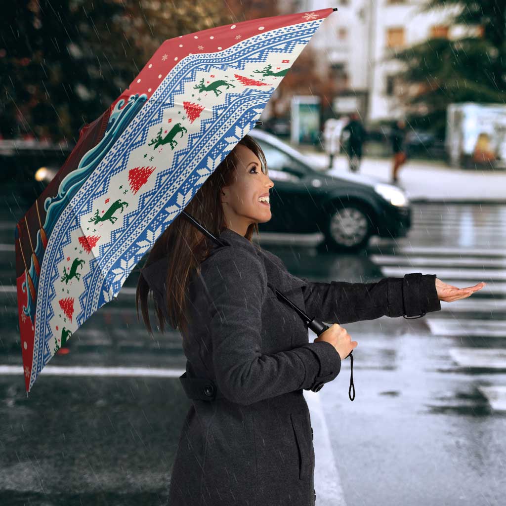 Sweden Viking Santa Christmas Umbrella Funny Reindeer Norse Xmas - Wonder Print Shop