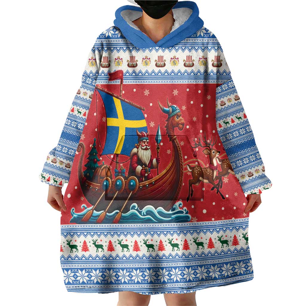 Sweden Viking Santa Christmas Wearable Blanket Hoodie Funny Reindeer Norse Xmas - Wonder Print Shop