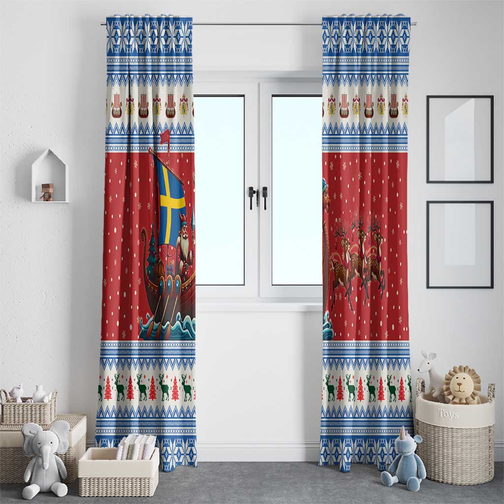 Sweden Viking Santa Christmas Window Curtain Funny Reindeer Norse Xmas - Wonder Print Shop