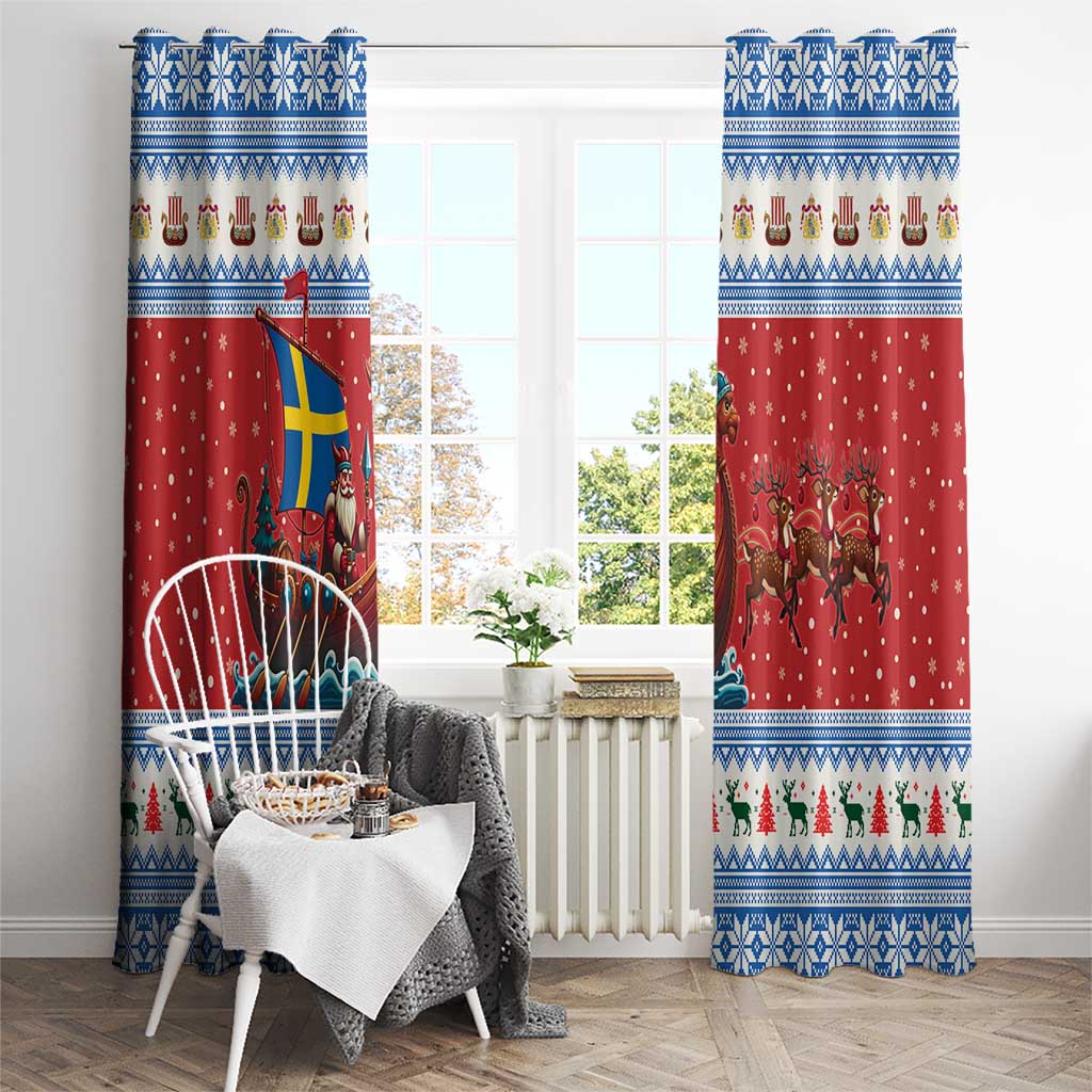Sweden Viking Santa Christmas Window Curtain Funny Reindeer Norse Xmas - Wonder Print Shop