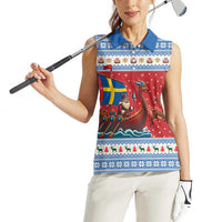Sweden Viking Santa Christmas Women Sleeveless Polo Shirt Funny Reindeer Norse Xmas - Wonder Print Shop