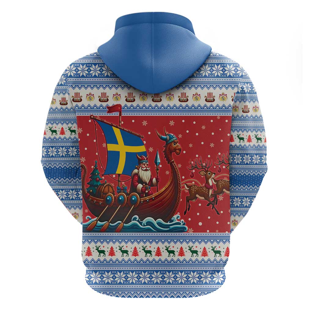 Sweden Viking Santa Christmas Zip Hoodie Funny Reindeer Norse Xmas - Wonder Print Shop